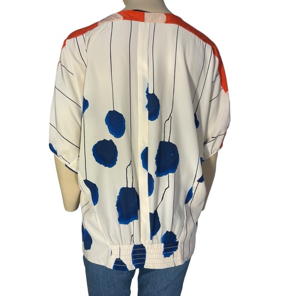 Diane Von Furstenberg Red Blue Colorful Silk Blouse Spring Summer Top Women’s 6 - Picture 2 of 8